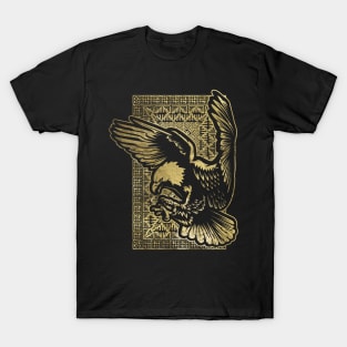 Vintage gold Eagle on tribal texture T-Shirt